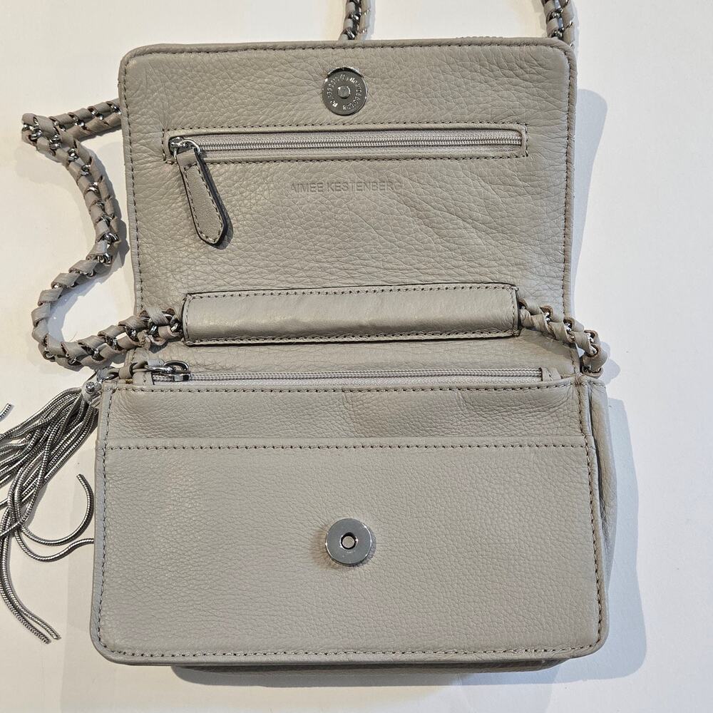 Aimee Kestenberg Quilted Leather Convertible Crossbody Clutch Chain Strap Beige - Picture 3 of 14